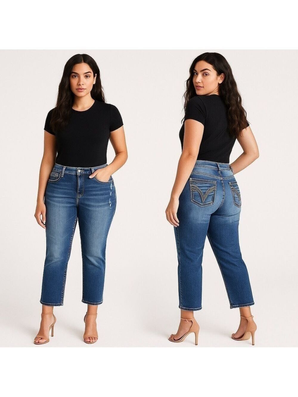 💫 VIGOSS ✨ Women’s Mid-Rise Heritage Fit Dublin Crop Straight Jeans - Sz 15/16 💫